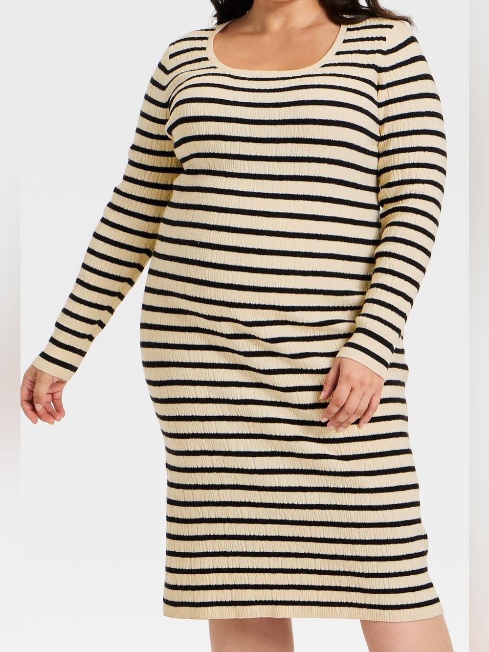 Long Sleeve Textured Midi Sweater Dress Universal Thread XXL